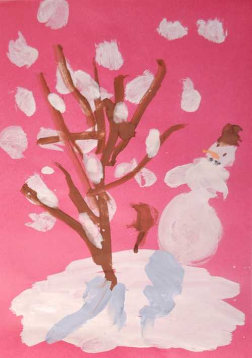 Рисунок дерево зимой